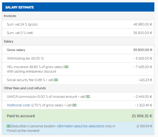 requesting a new tax card ukko fi invoicing service tax deduction payroll calculator